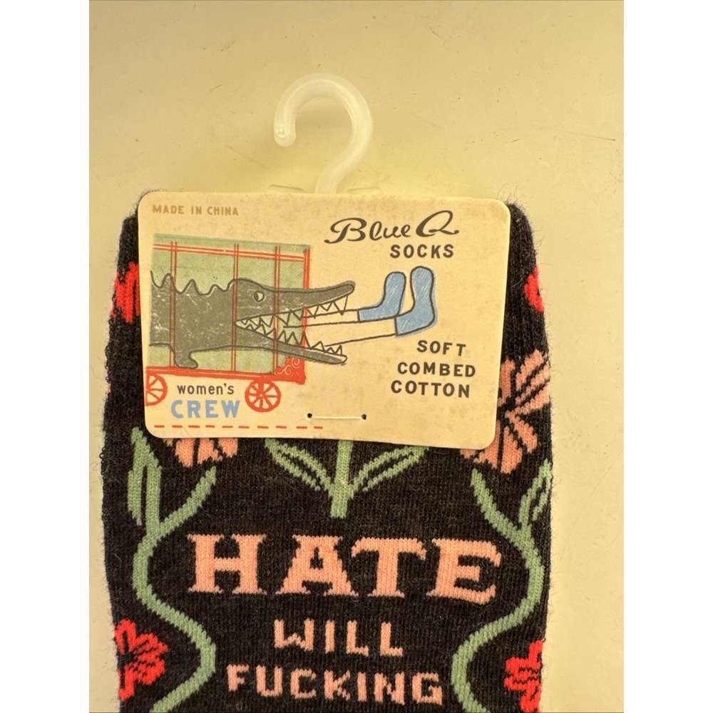 Blue Q Women's Crew Socks Hate will F**cking Lose socks size women size 5-10 - Picture 5 of 5